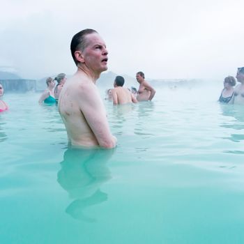 Human behavior - people in a hotspring