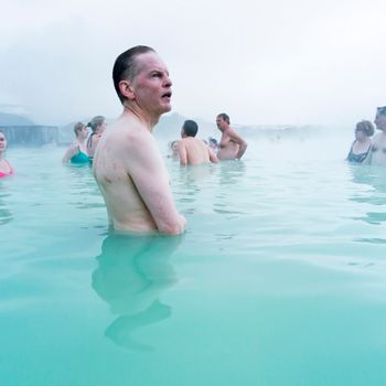 Human behavior - people in a hotspring
